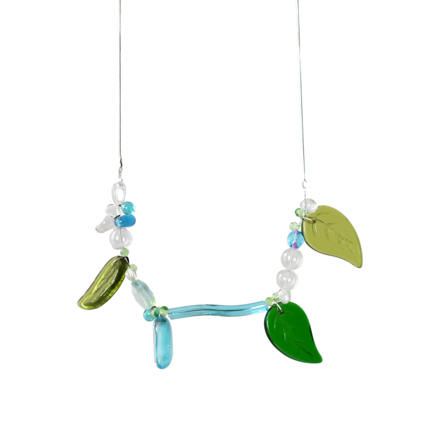 Laura Daili Women's Green / Blue Emerald Leaf Glass Pendant In Multi