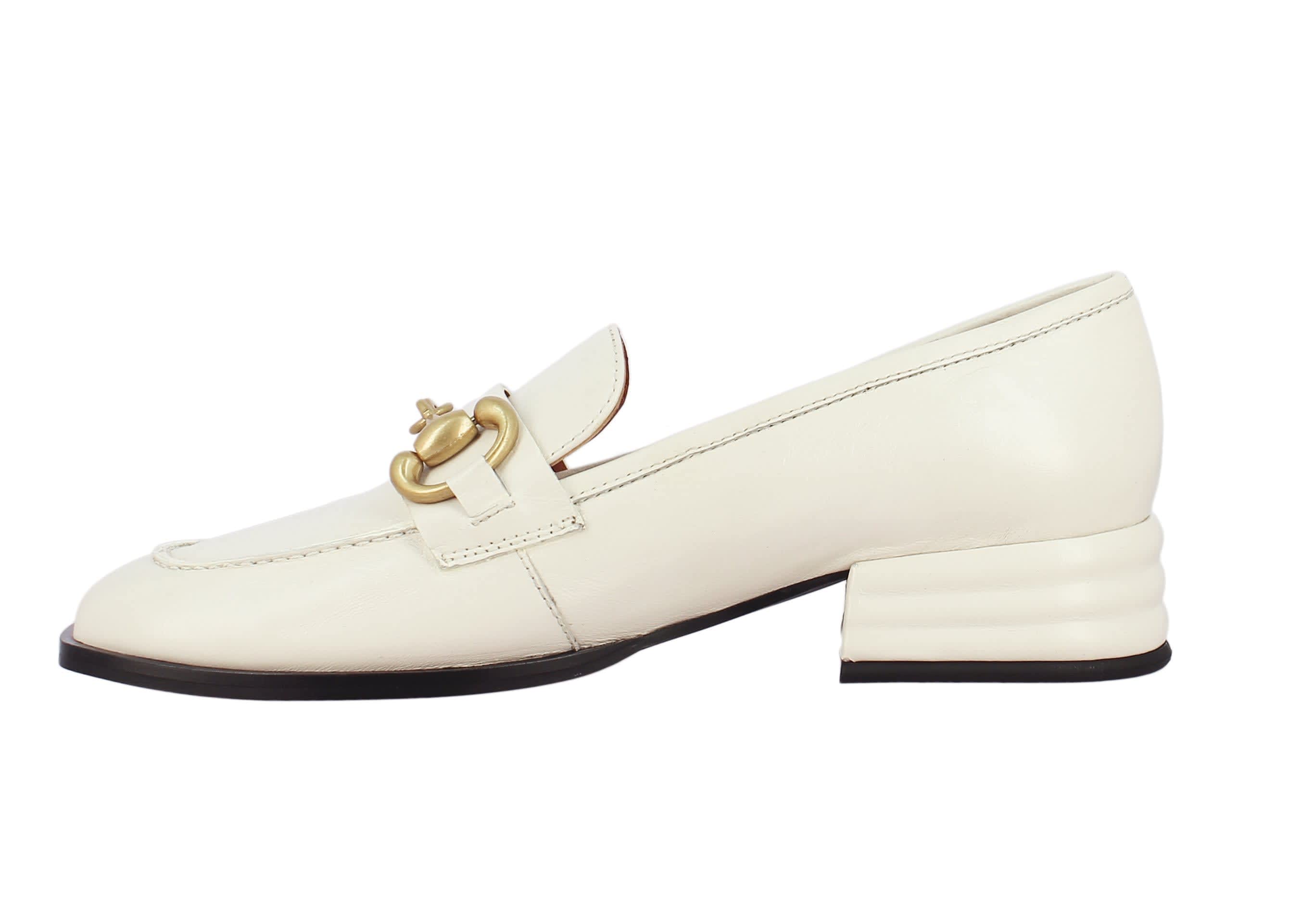 Jenny Leather Block Heels Loafer - White | Saint G | Wolf & Badger