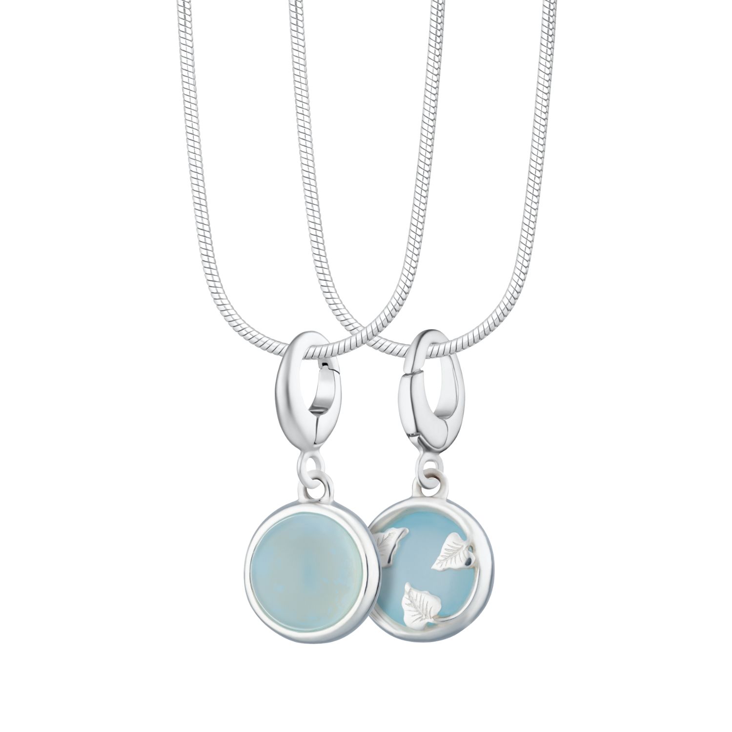Lily Charmed Women's Sterling Silver Blue Agate Healing Stone Necklace With Round Snake Chain - Confidence Charm 