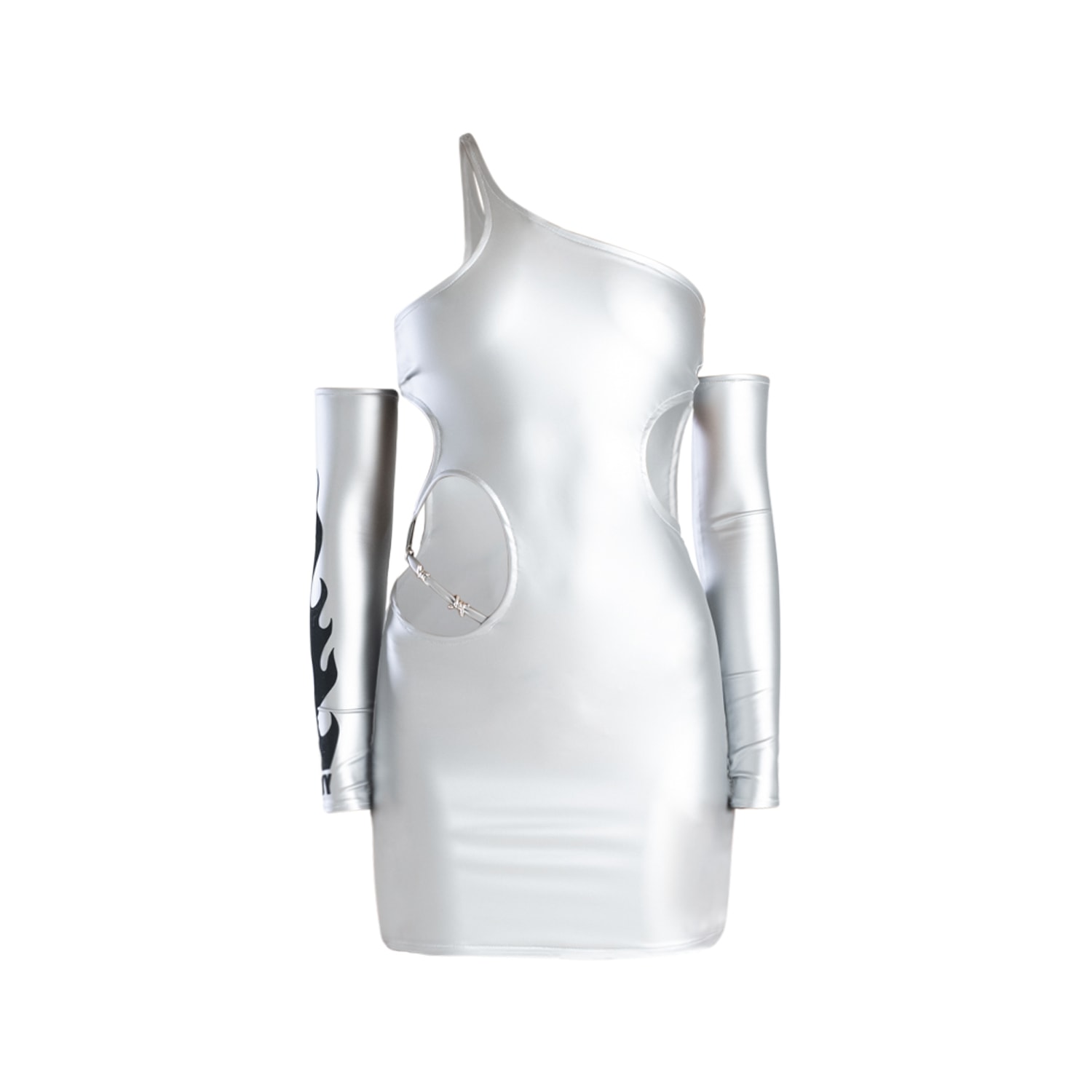 Goguy Women's Silver  Mini Dress & Matching Sleeves In Metallic