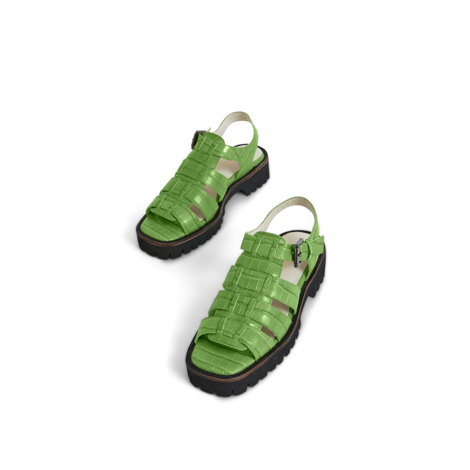 Intentionally Blank Haddie Leather Fisherman Sandal In Green