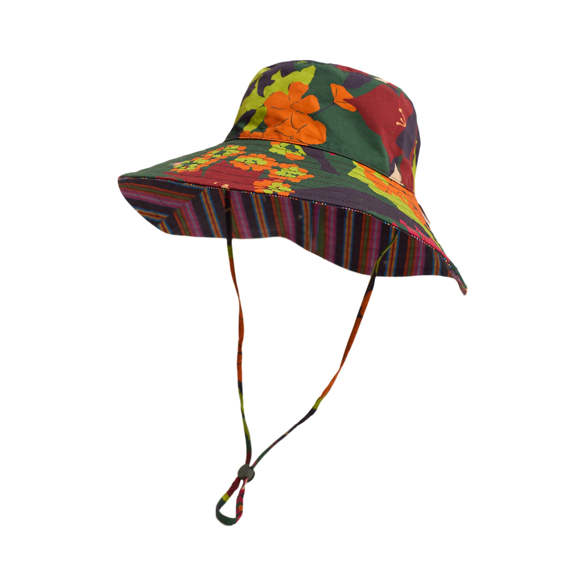 Women's Frida X Lost Pattern "Frida's Garden" Cotton Reversible Sun Hat - Green | One Size | Lost Pattern Nyc