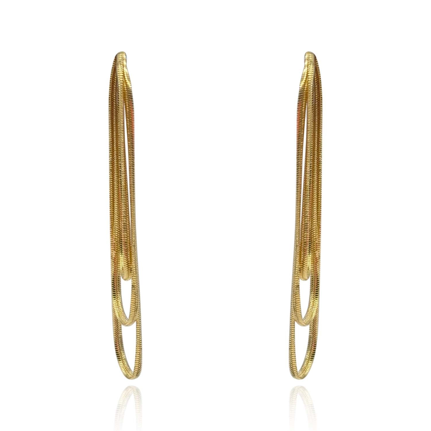 MICHAEL NASH JEWELRY WOMEN'S DOUBLE GOLD COBRA CHAIN PIERCED EARRINGS