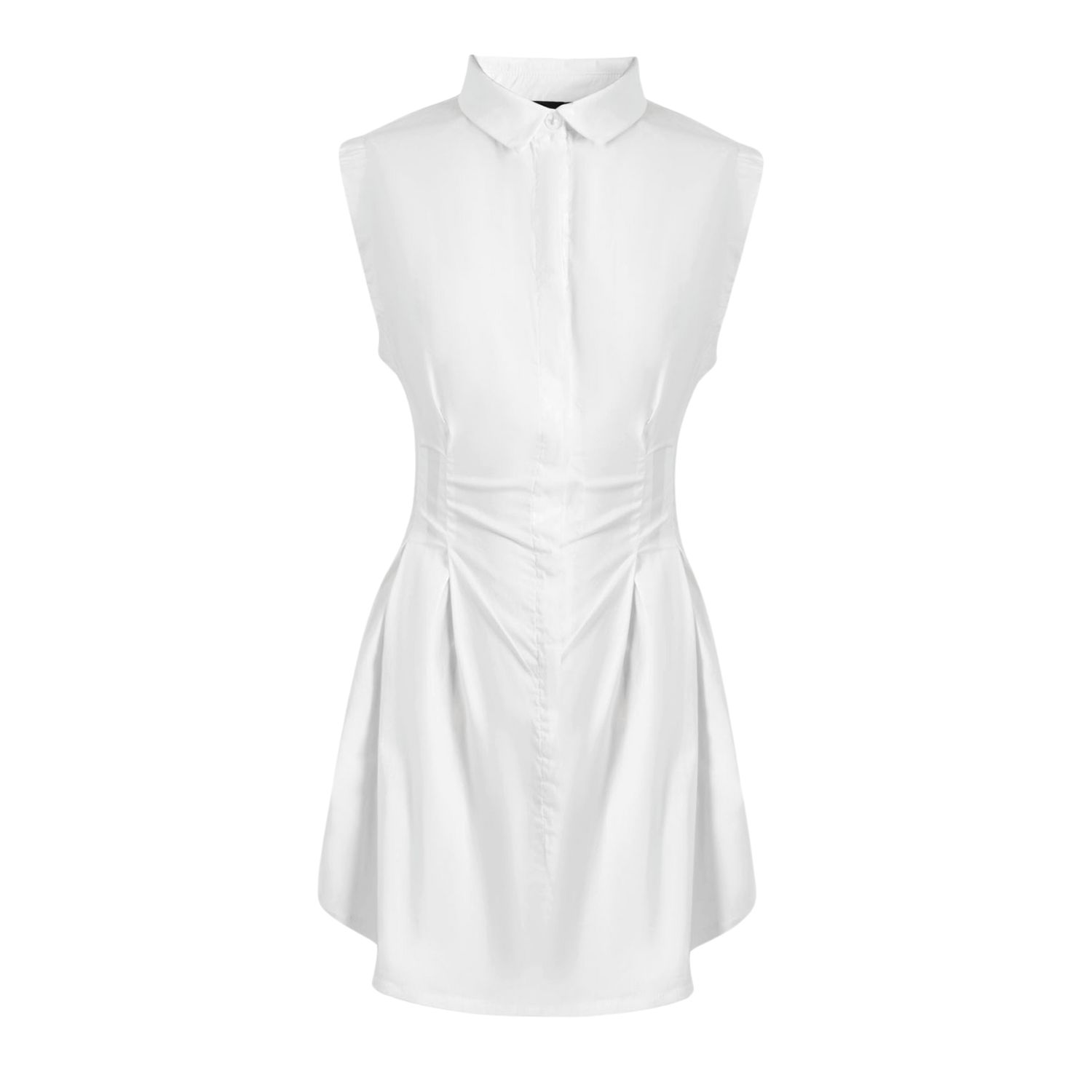 Ow Collection Women's White Ella Sleeveless Shirt Dress In White