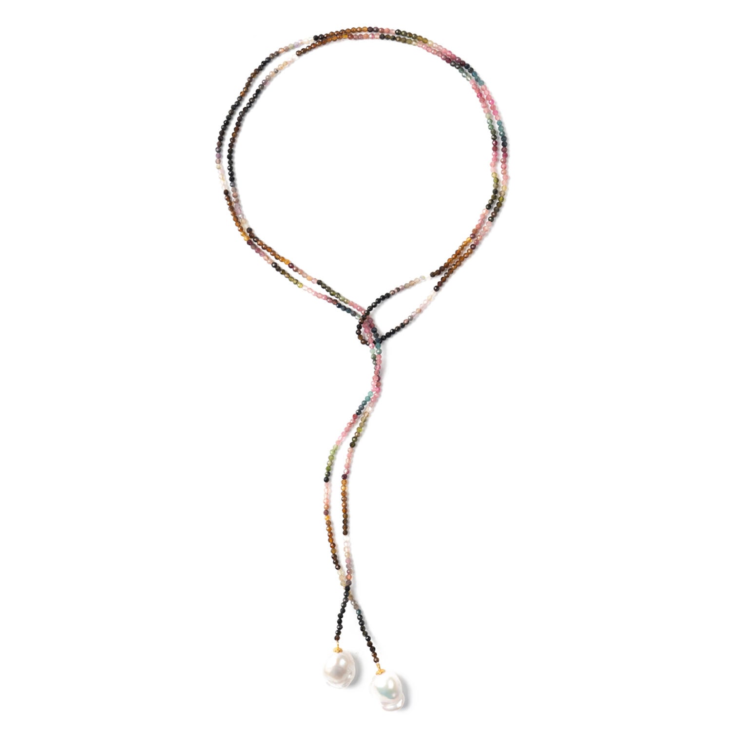 The Link Between Women's Baroque Drop Multi Tourmaline Open Ended Necklace