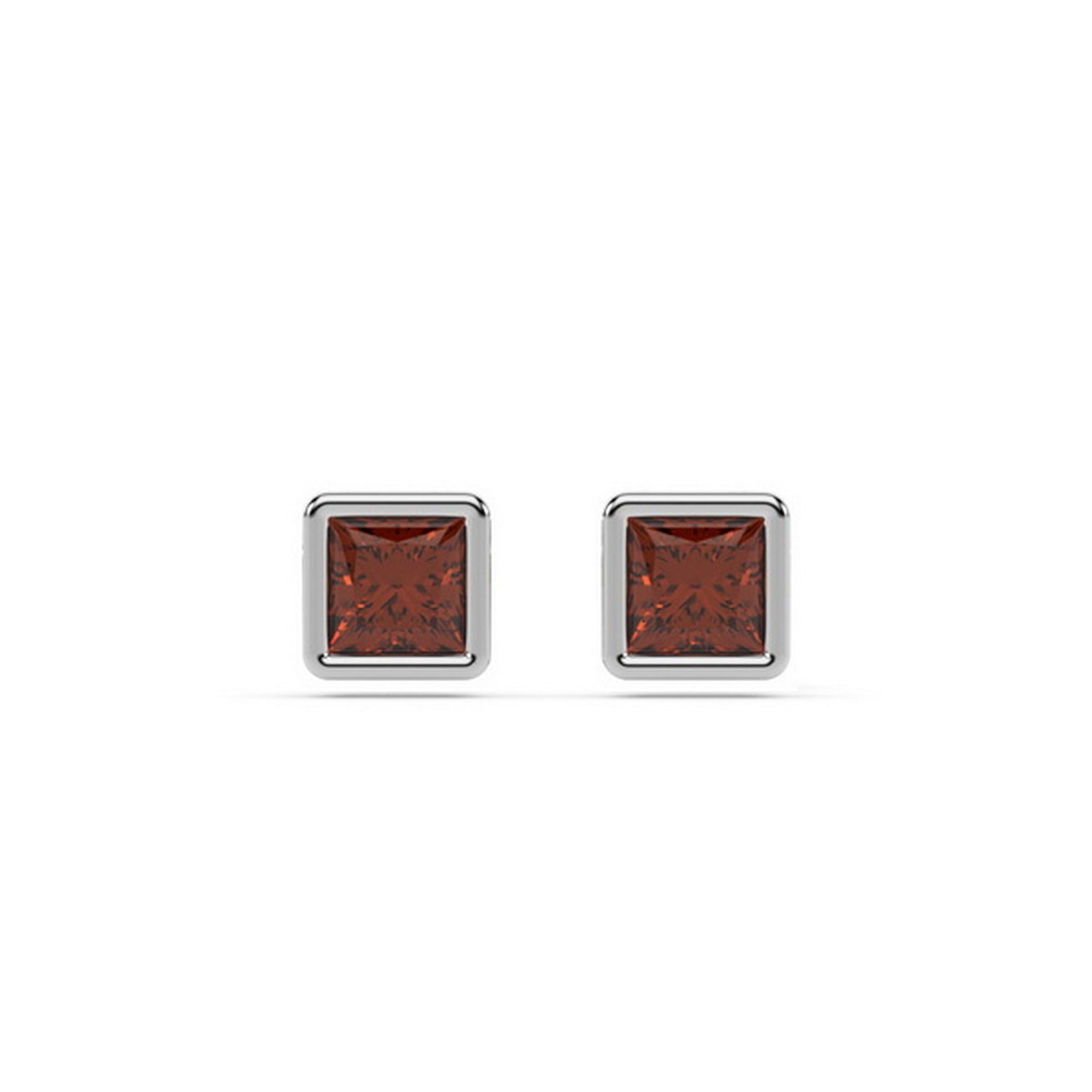 Women’s Silver Garnet Square Stud Oni Fine Jewelry