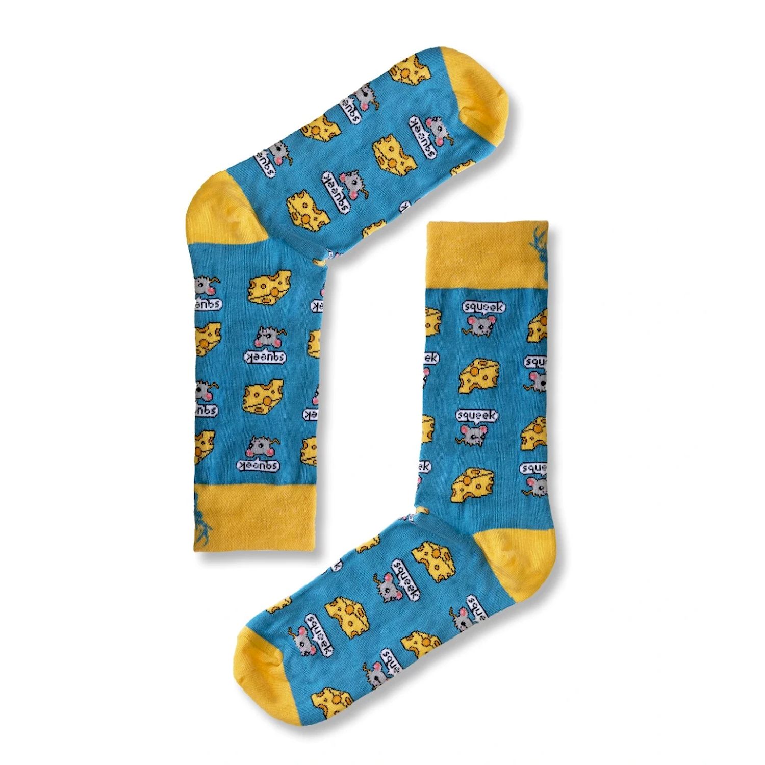 Aloha From Deer Women's Blue / Yellow Cheese Cotton Socks In Multi