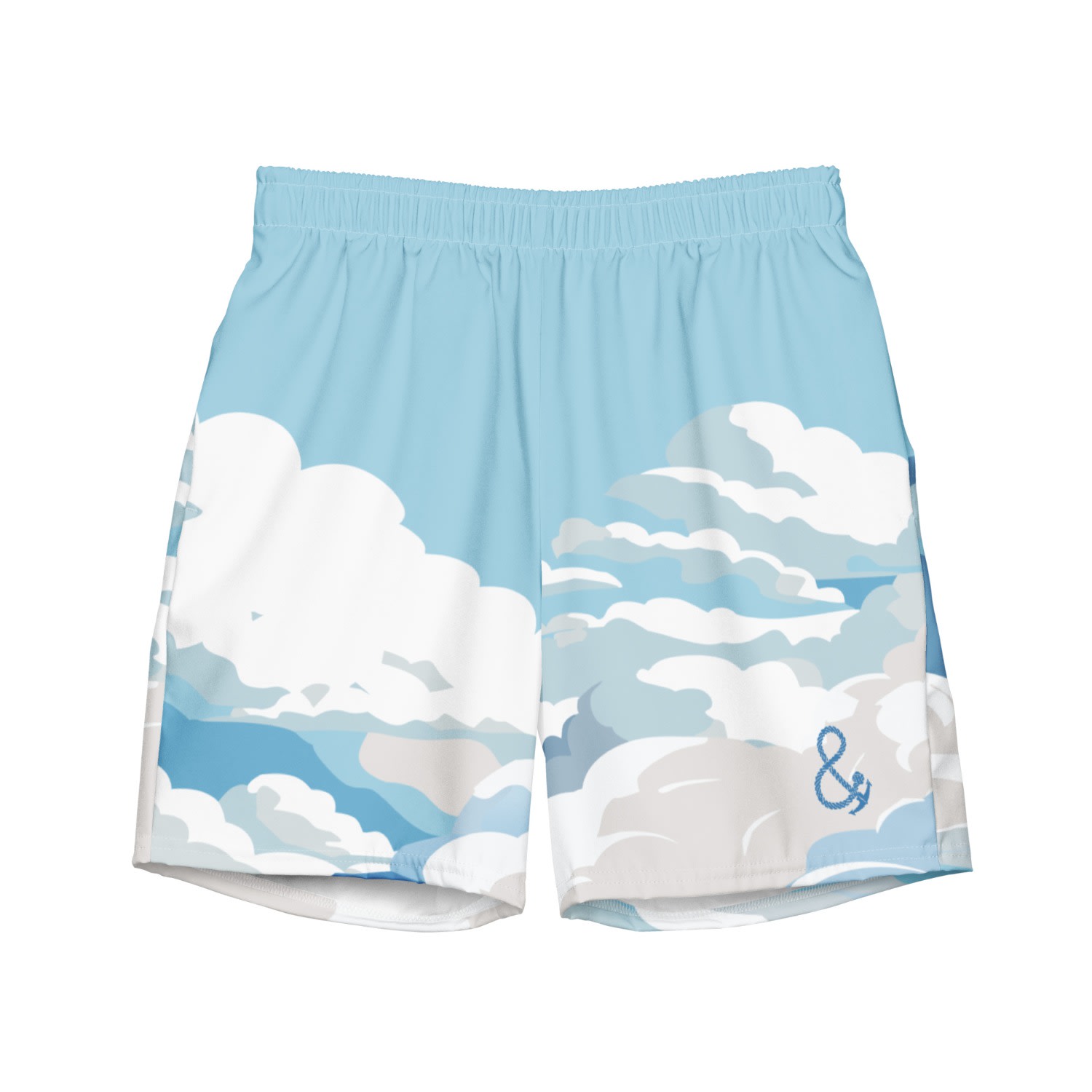 Anchor & Crew Blue Cloud Thoughts Pattern Recycled Fabric Swim Shorts - Men In Blue