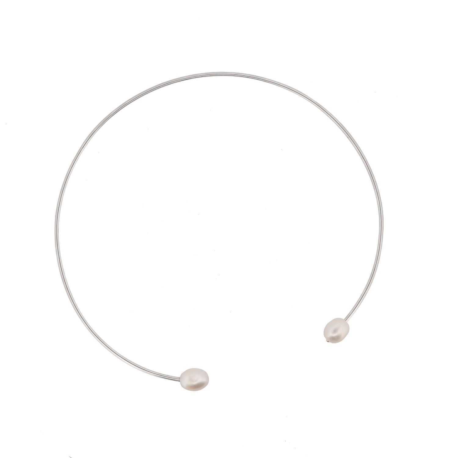 Silver Moon Women's Sterling Silver Necklace With Pearls - Balance & Pearl In Silver