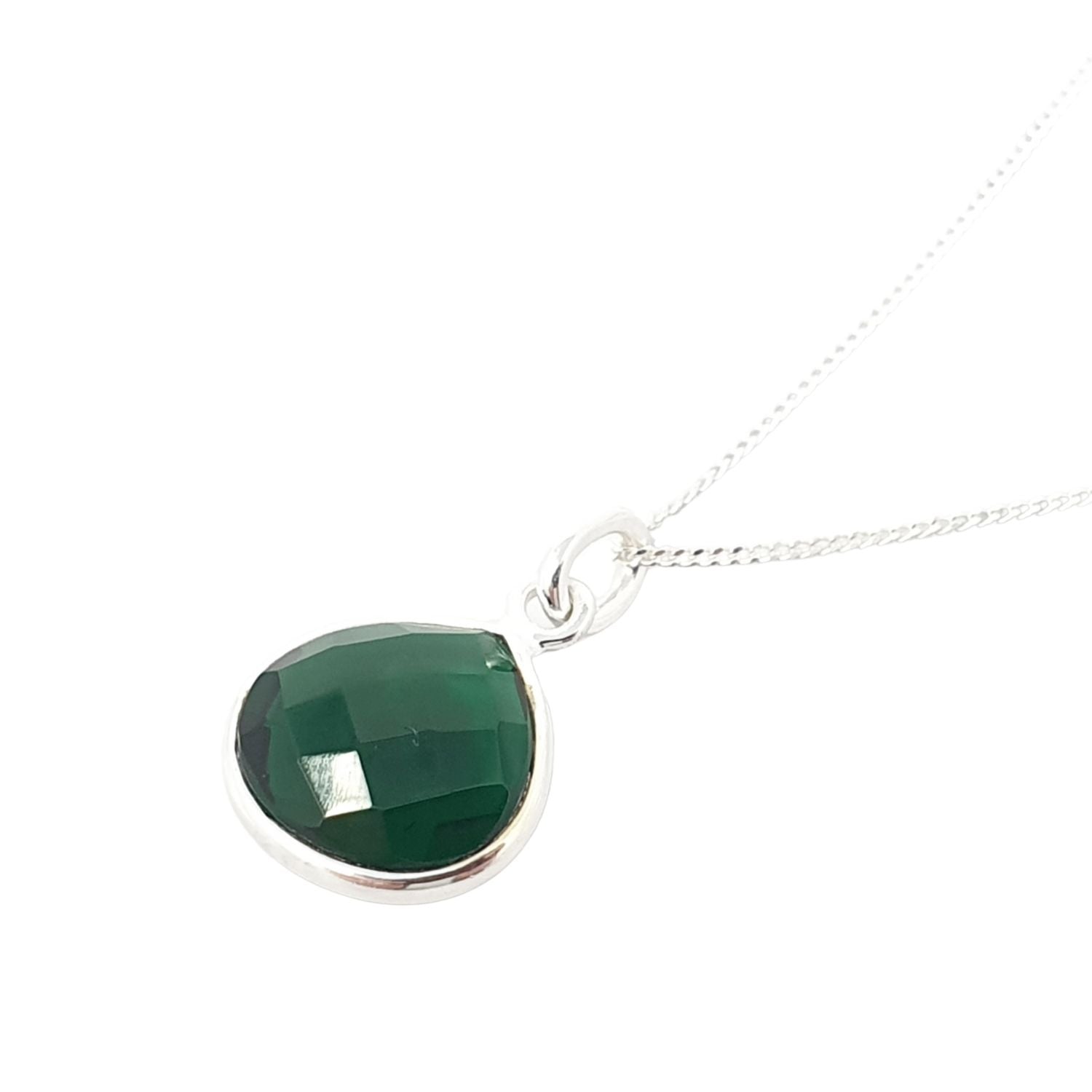 Women’s Green / Gold Emerald May Birthstone Sterling Silver Pendant Charm Necklace Harfi