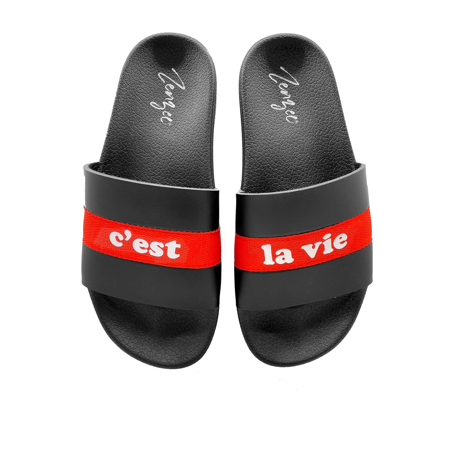 Women’s Black / White / Red Cest La Vie Slide Sandals 8 Uk Zenzee