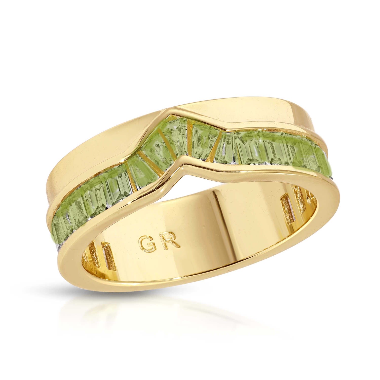 Women’s Gold Peak Baguette Band Ring - Peridot Glamrocks Jewelry