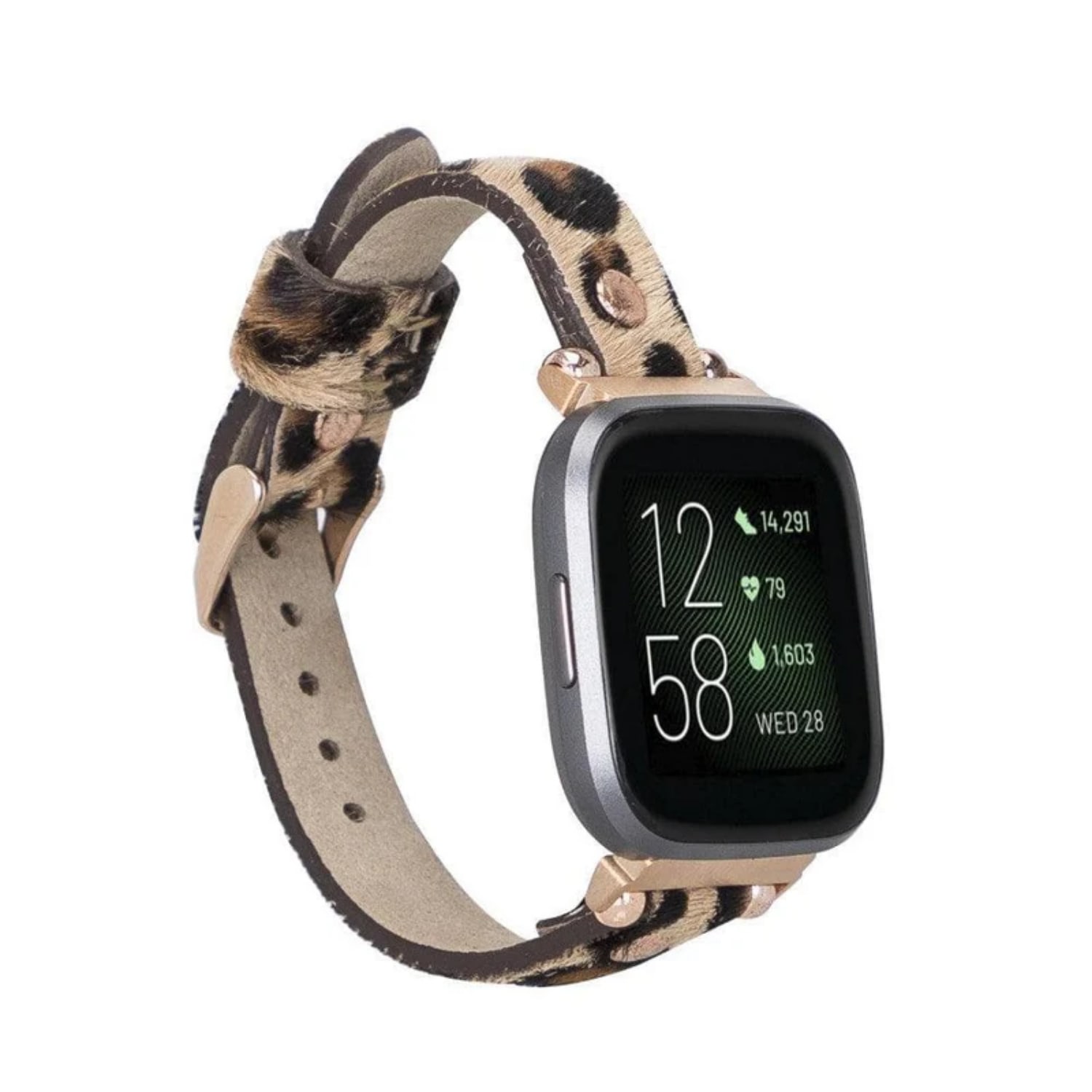 Leathere Women's Apple Watch Leopard Print Leather Strap - Detroit In Black