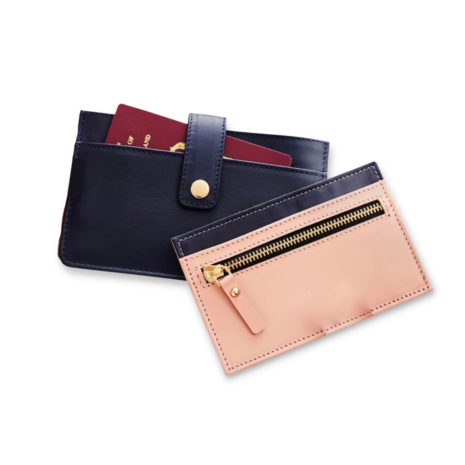 Blue / Pink / Purple Leather Two Part Travel Wallet Vida Vida