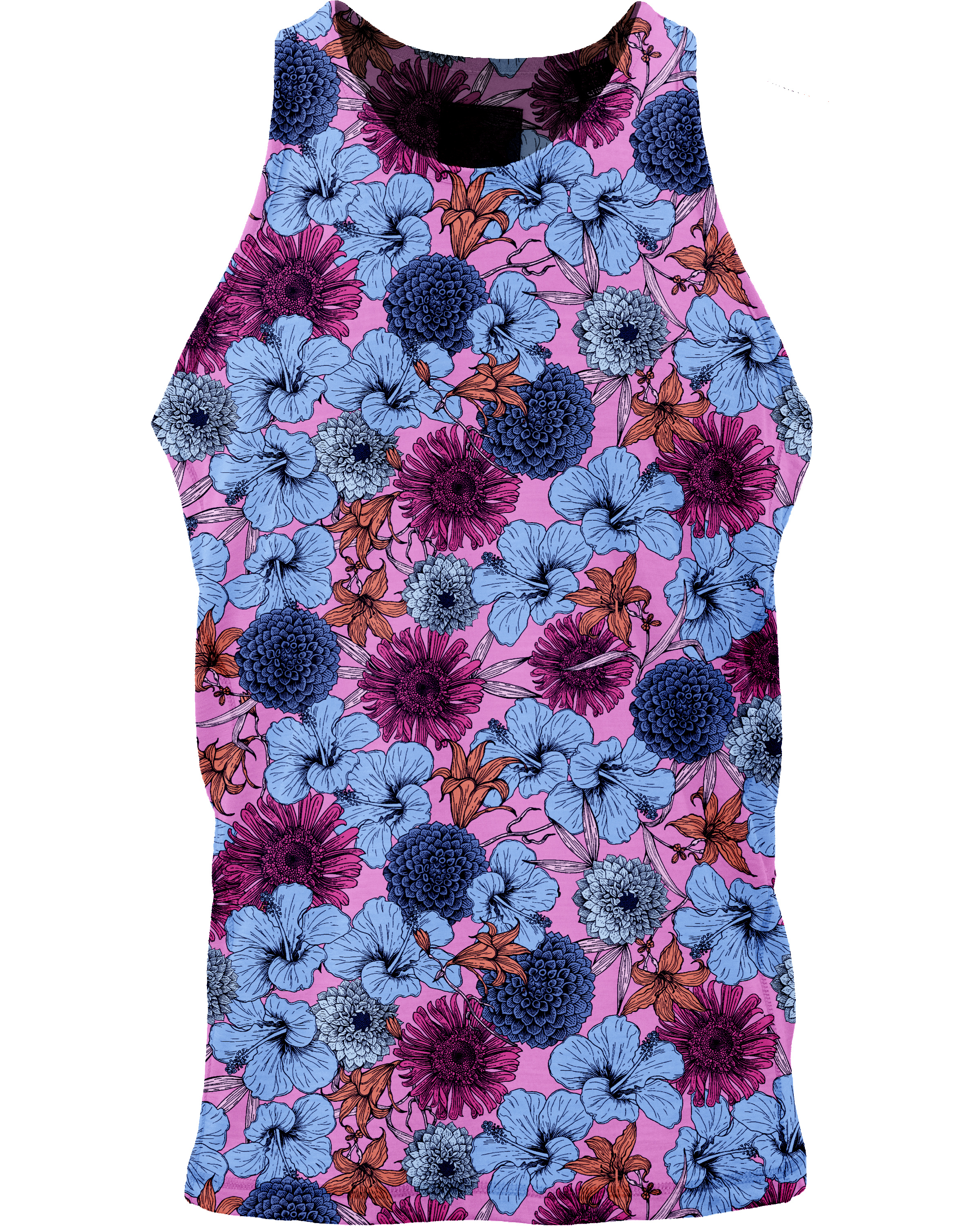 Men’s Blue / Yellow / Orange Tedford Hibiscus Garden Tank - Pink Extra Large Lords of Harlech