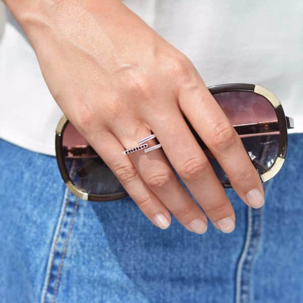 Neola Neringa Silver Stacking Ring With Black Onyx In Stacking