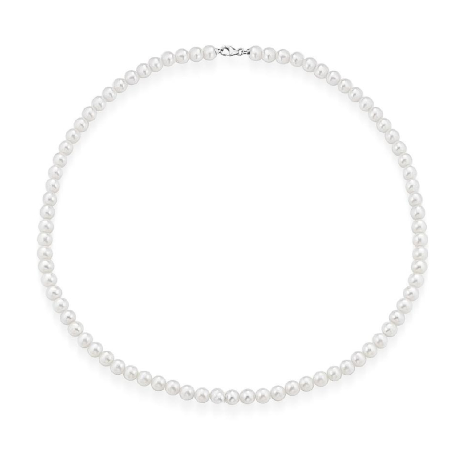 Unaloe Women's Elegant Five Millimeters Freshwater Pearl Necklace With Solid White Gold Clasp - Classic Bea