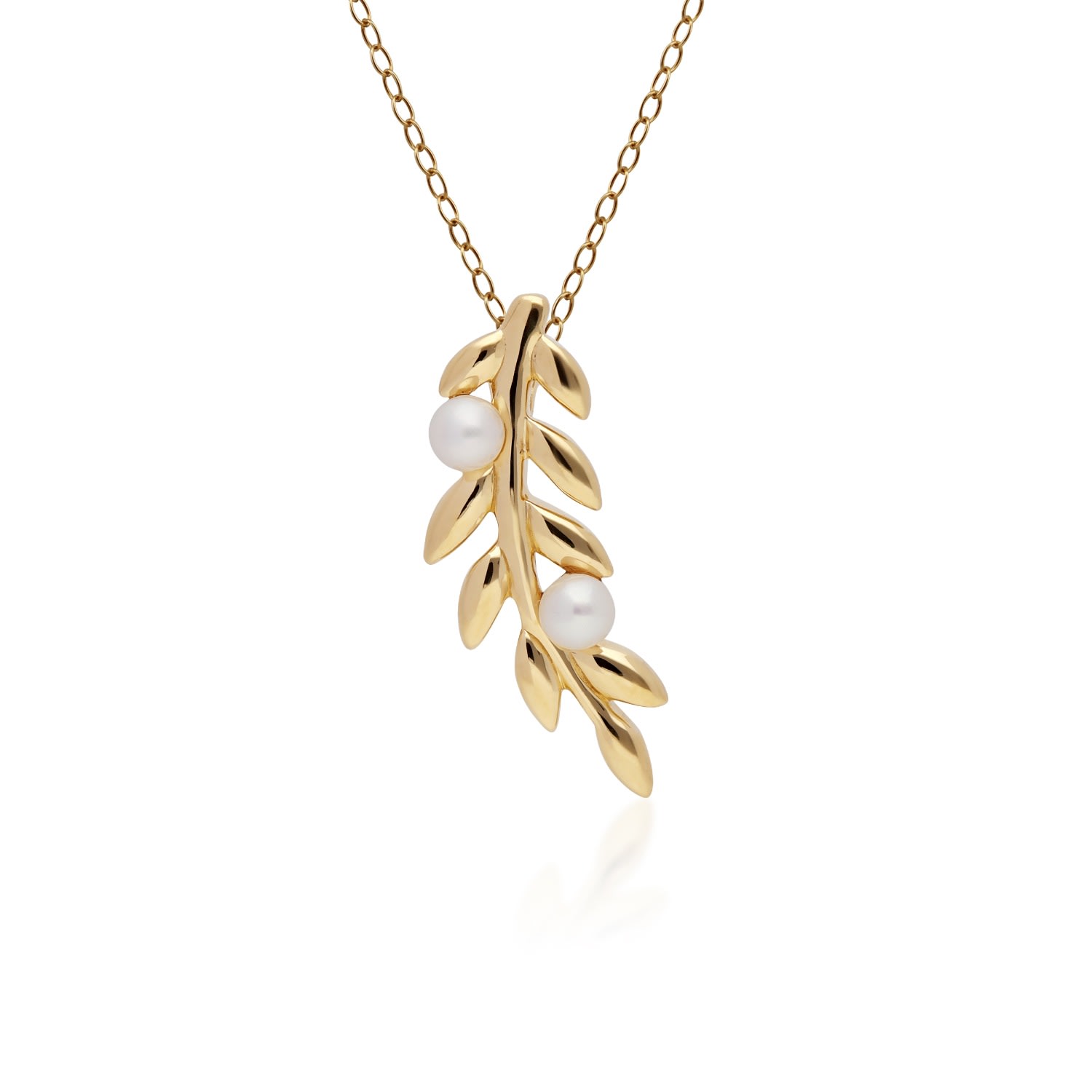 Women’s O Leaf Pearl Pendant In Gold Plated Silver Gemondo