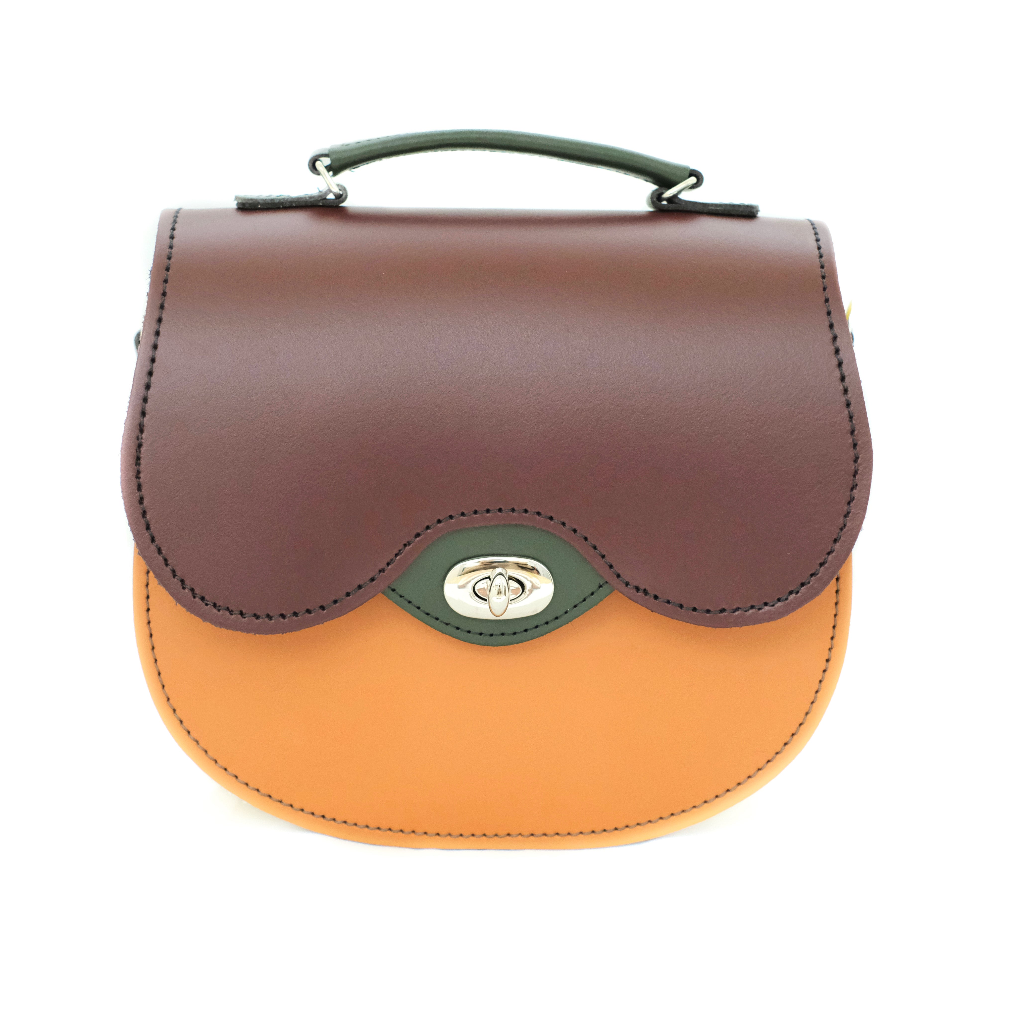 Women’s Green / Yellow / Orange Handmade Leather Twist Lock Saddle Bag - Autumnal Kaleidoscope One Size Zatchels