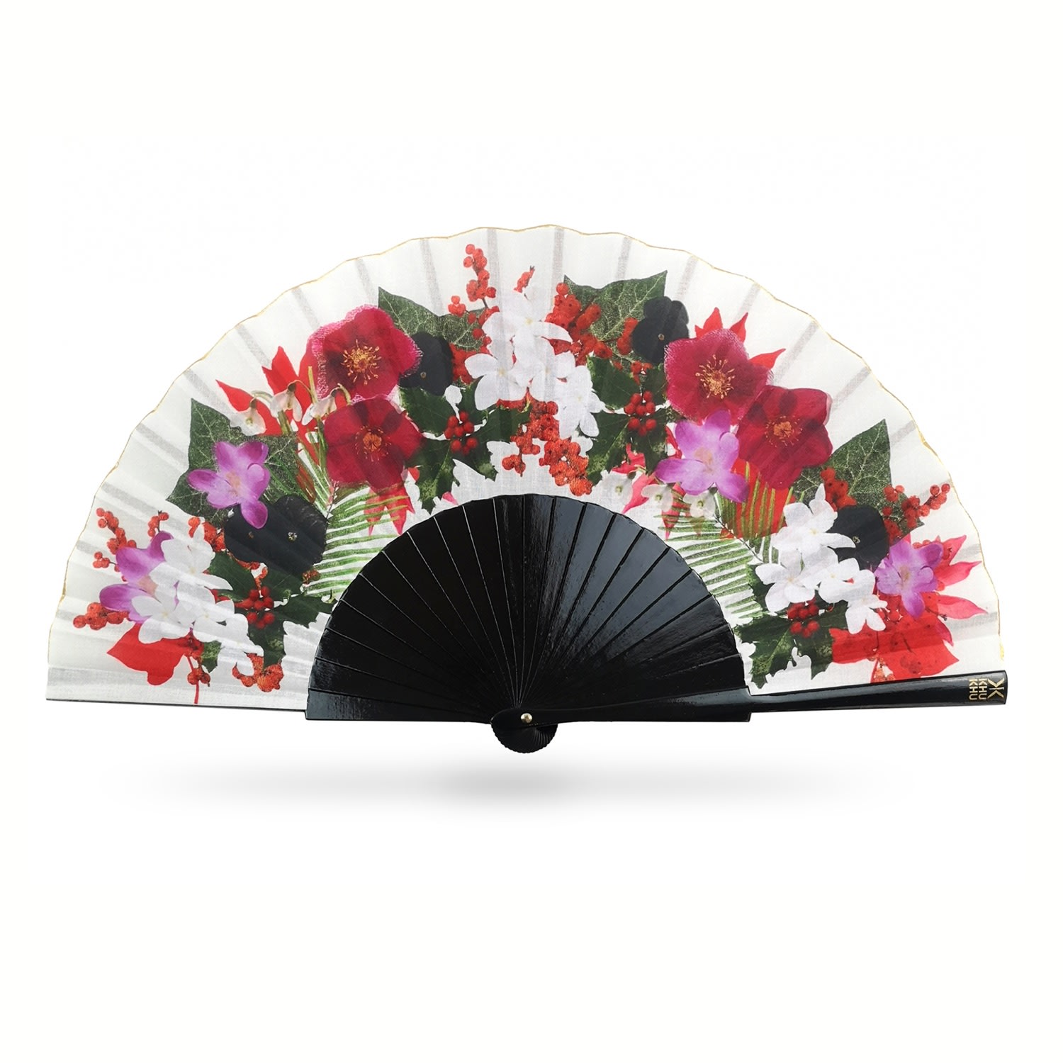 Khu Khu  Green / Red / Black Winter Hand-fan In Multi