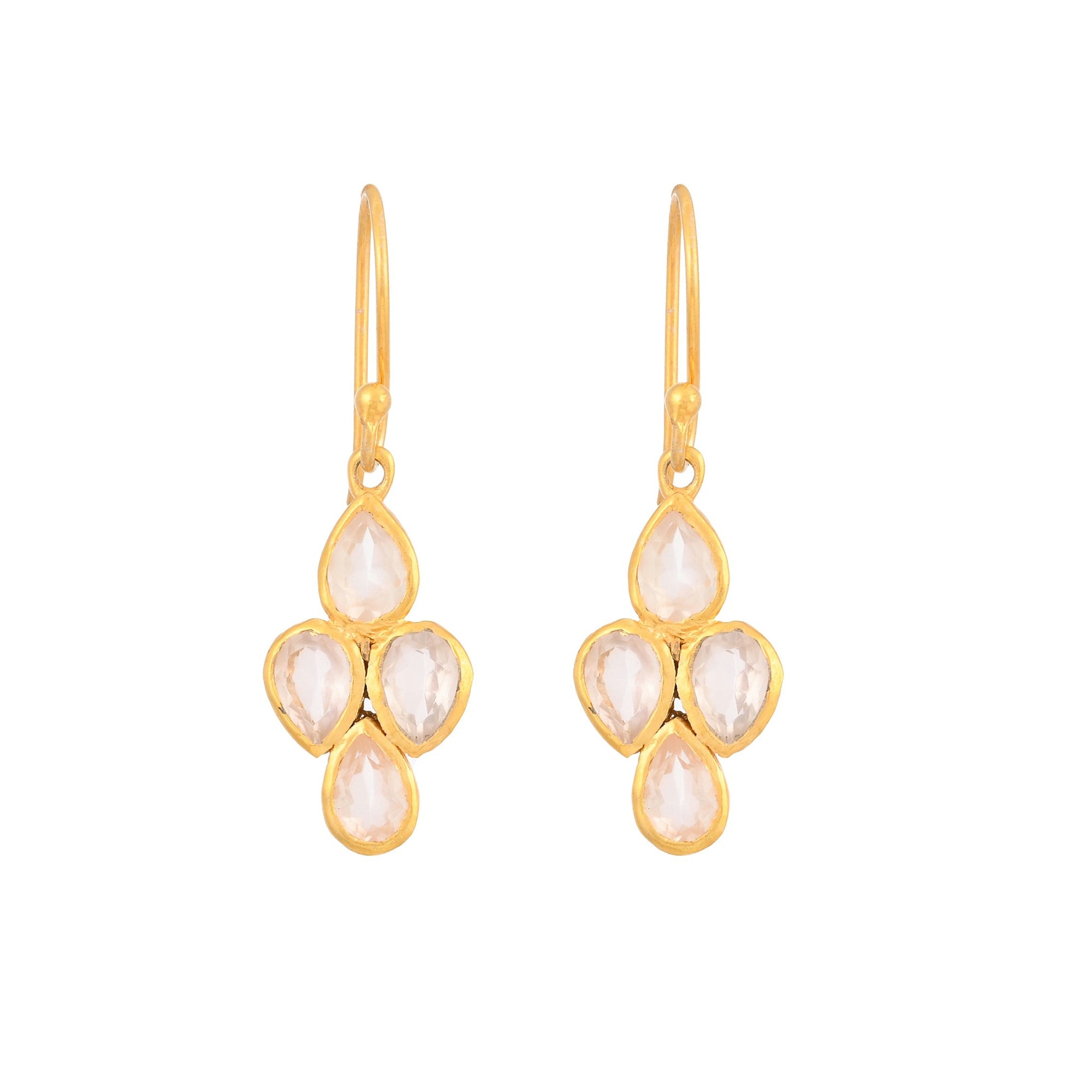 Opium Jewels Women's Gold / White Soul Star Earrings - Rainbow Moonstone