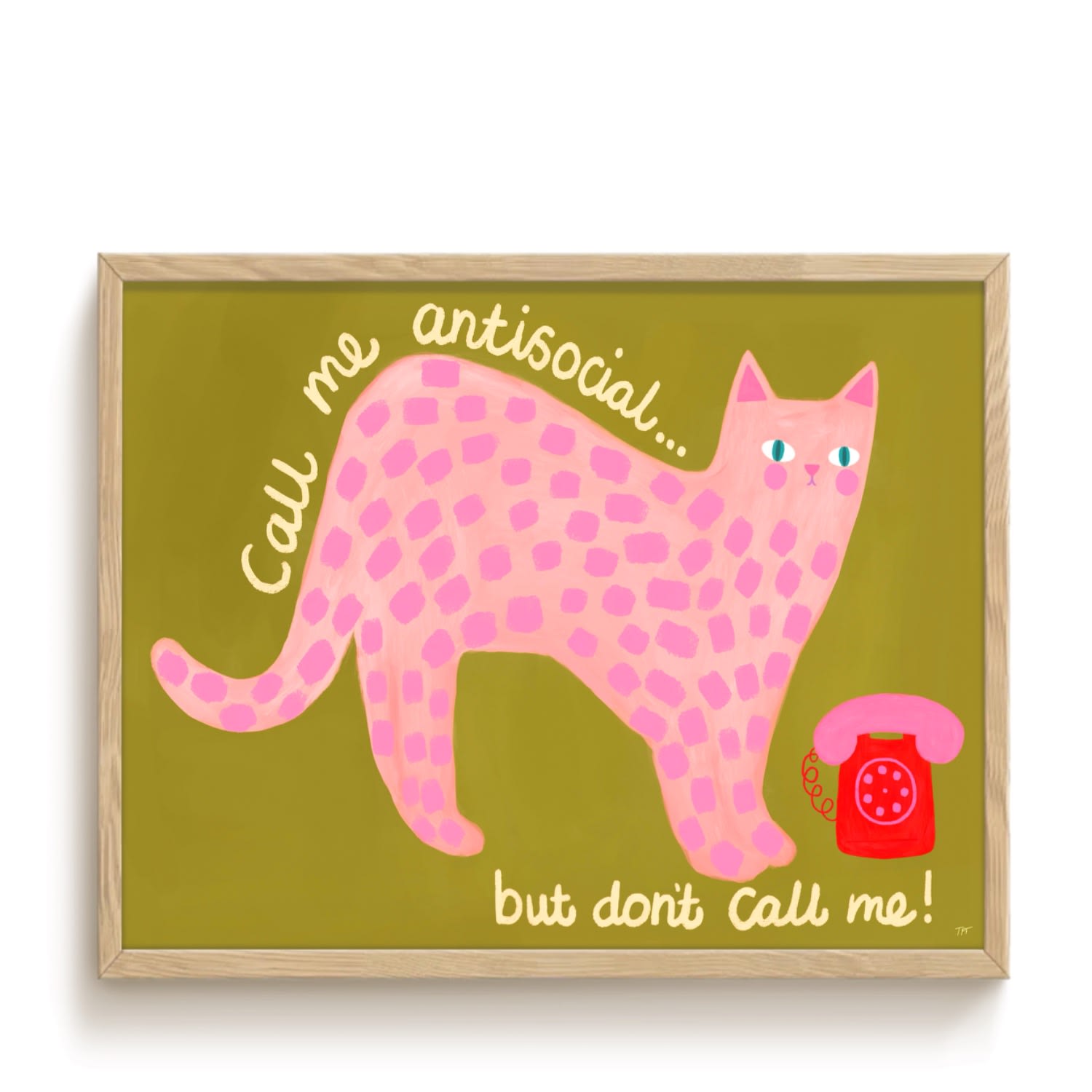 The Paper Tail Green / Pink Don't Call Me Art Print - Large In Pink