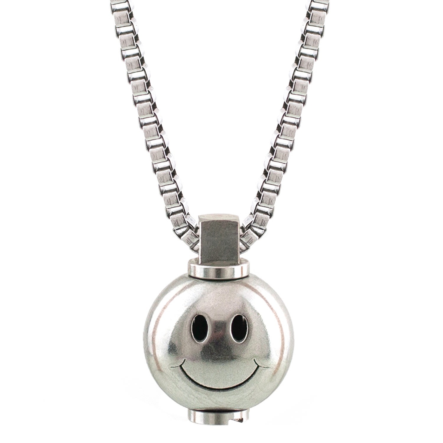 Men’s Silver Big Smiley Stainless Steel Necklace Bailey of Sheffield