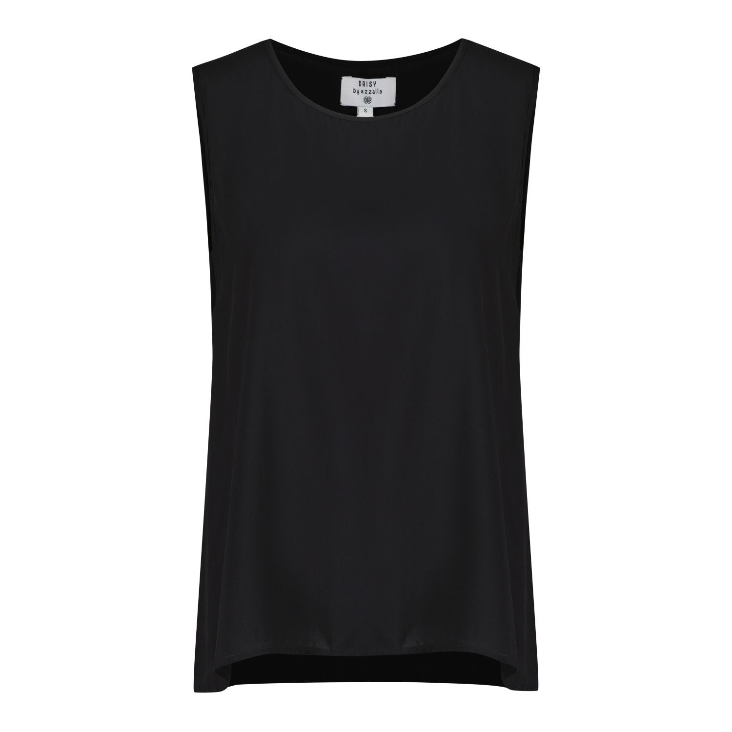 Azzalia Women's Black Loose Rayon Sleevless Top In Black