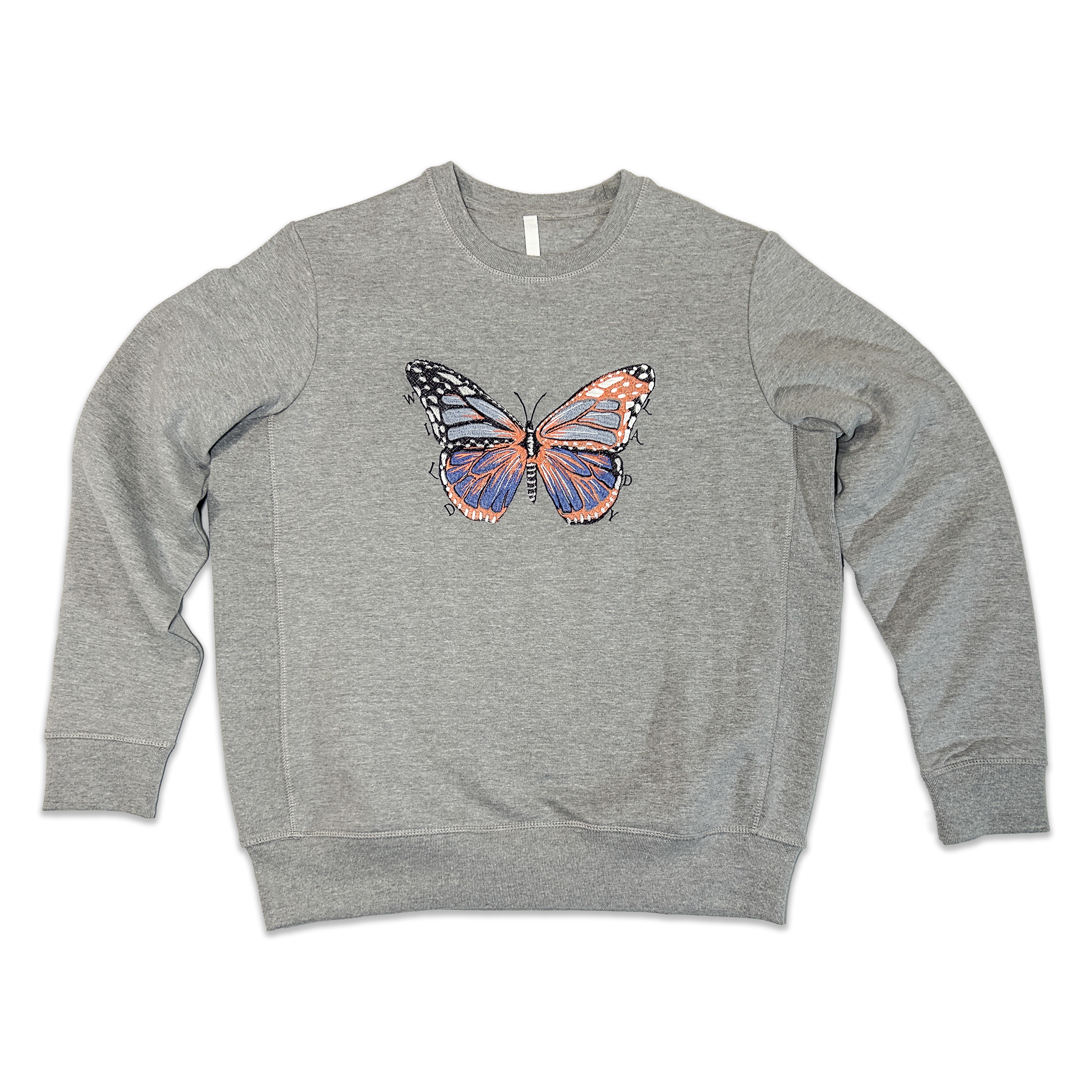 Wild Lady Lils Grey Wild Lady Embroidered Butterfly Sweatshirt In Heather Gray In Grey