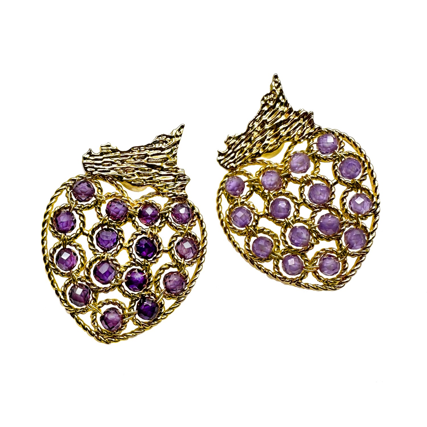 Women’s Pink / Purple Strawberry Shaped Amethyst Setting Statement Earrings Farra