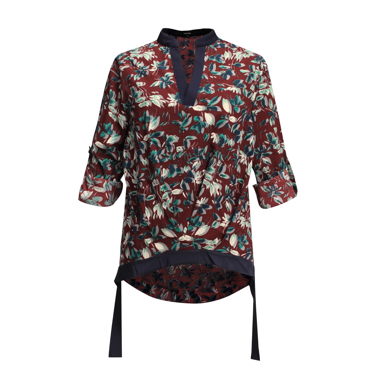 Smart And Joy Women's Pink / Purple Leaves Print V-neck Blouse - Pink & Purple In Pink/purple