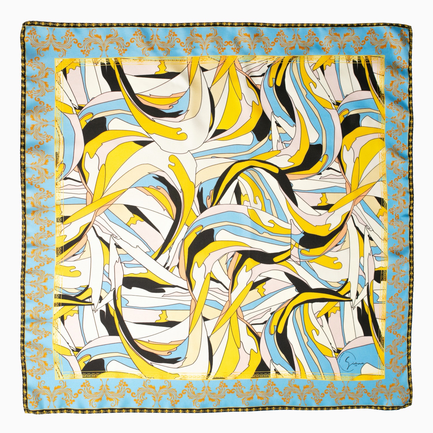 Women’s Blue Bohemian Breeze Twill Silk Scarf In Teal - Medium Simna Ldn