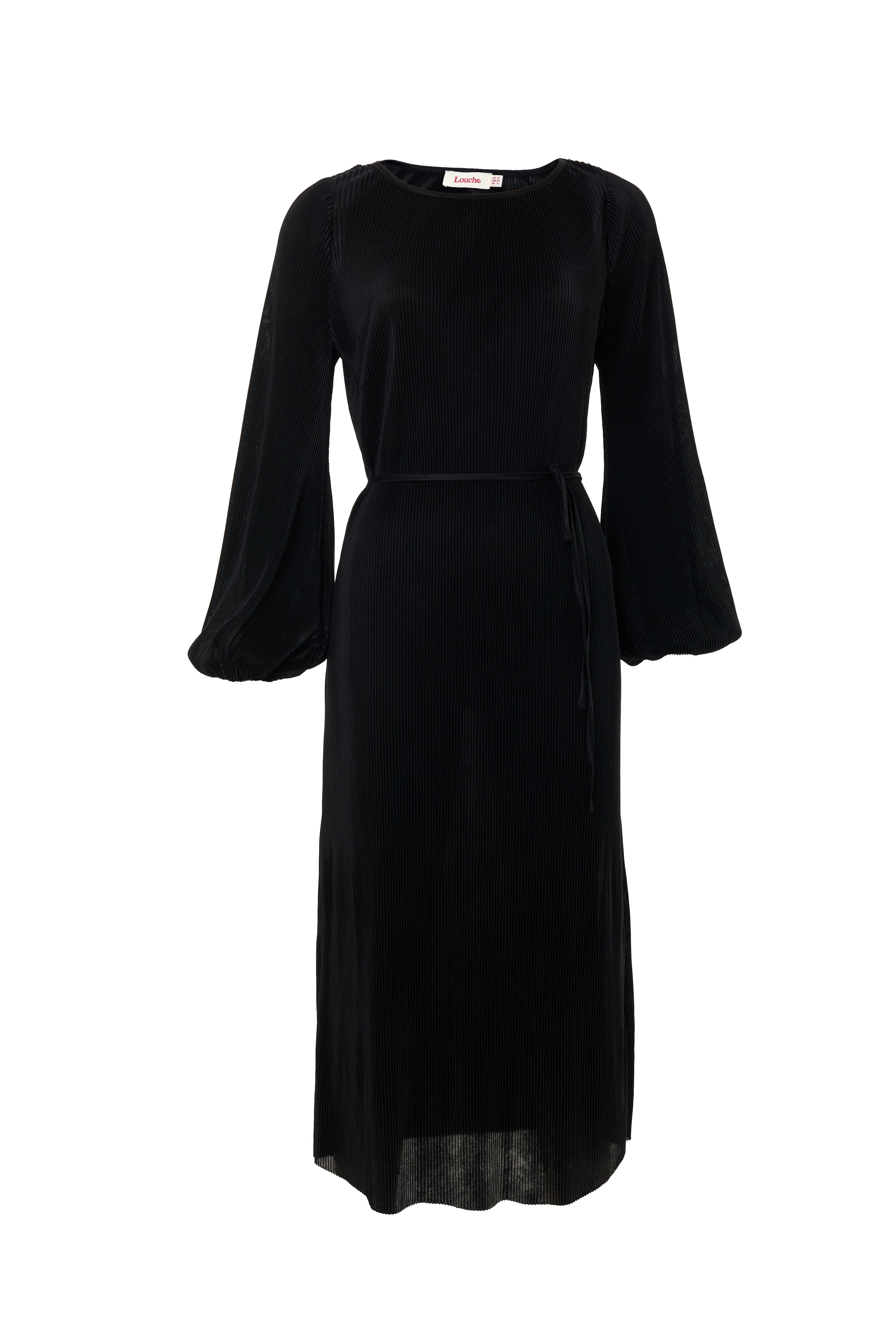 Louche Women's Milene Pleat Long Sleeve Midi Dress - Black In Black