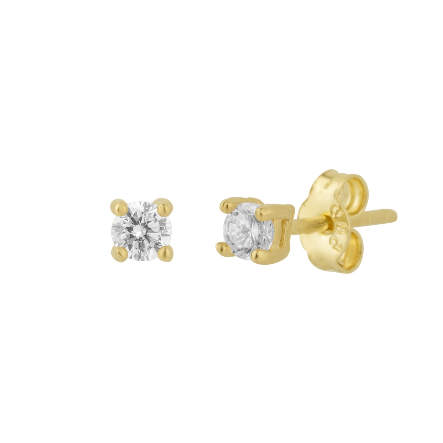 Spero London Women's Fine 3mm Diamond Stud Earrings 14ct Solid Gold In Gold