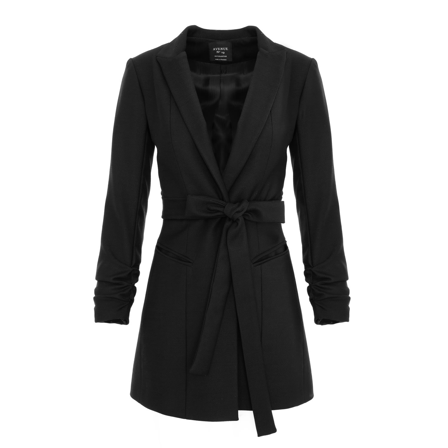 Women’s Black Single Breasted Wool Blazer With In Seam Belt Xxs Avenue no.29