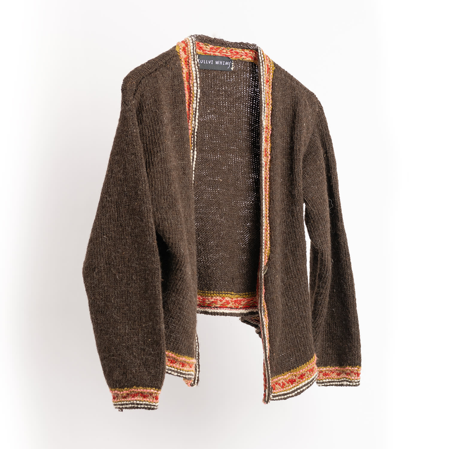 Charkha & Loom Women's Brown / Red Altair Wool Cardigan – Dark Brown In Gray