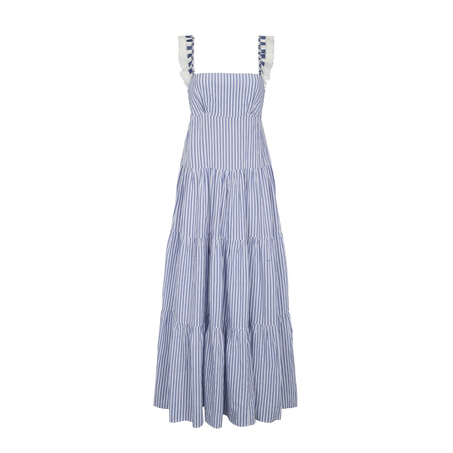 Blue stripe hot sale maxi dress