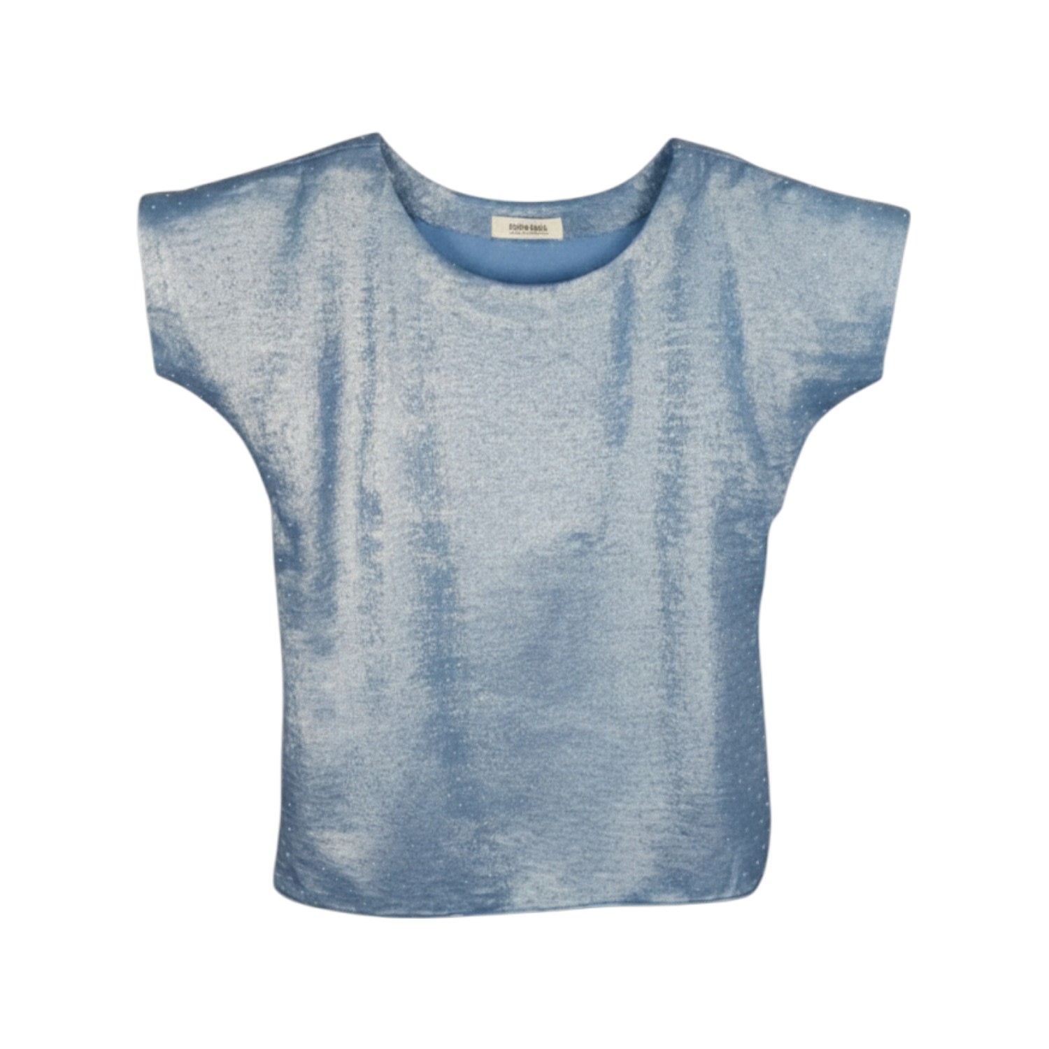 Stovaria Women's Blue Sandwashed Silk Blouse With Swarovski Crystal Detailing