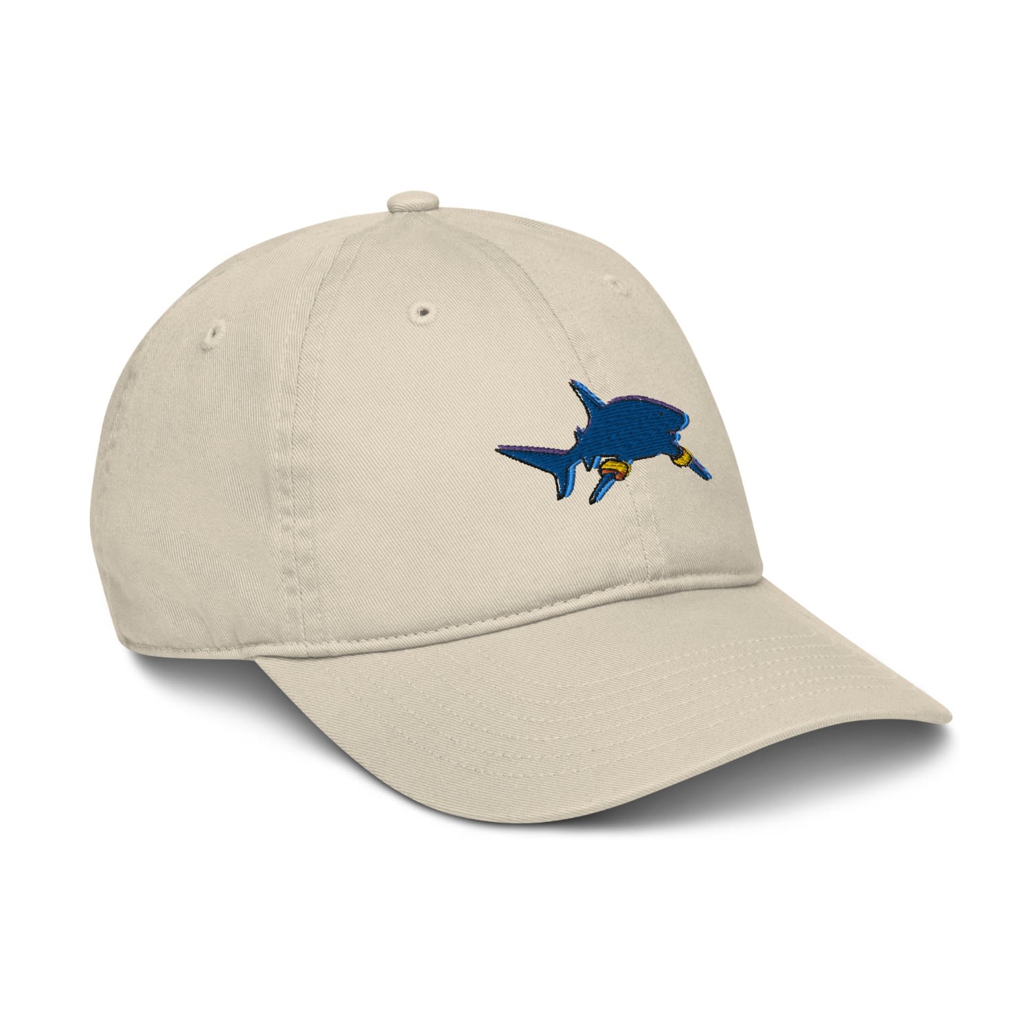 Anchor & Crew Neutrals Oyster Shark Gone Swimming In The Wild Organic Cotton Embroidered Baseball Cap - Women