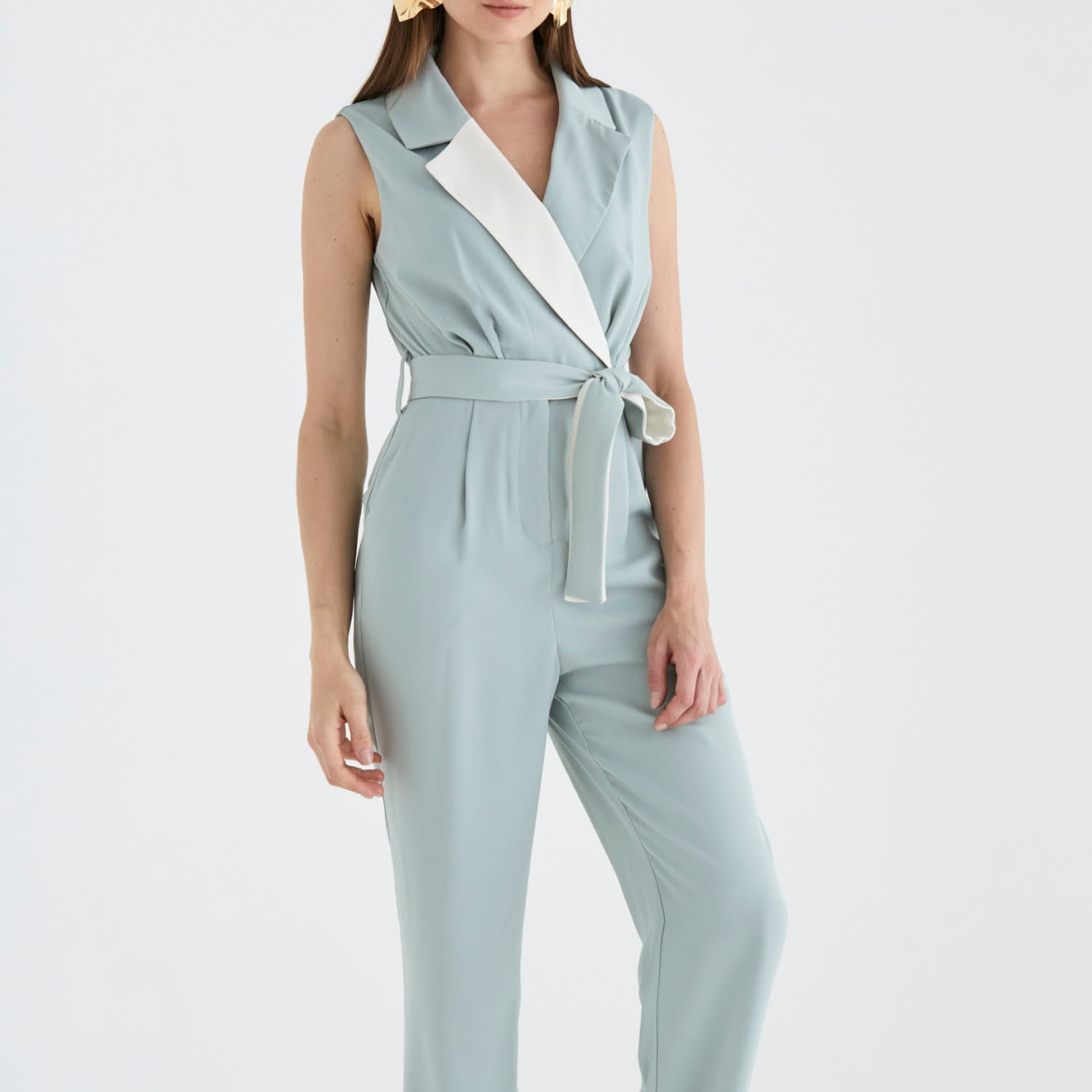 light teal jumpsuit