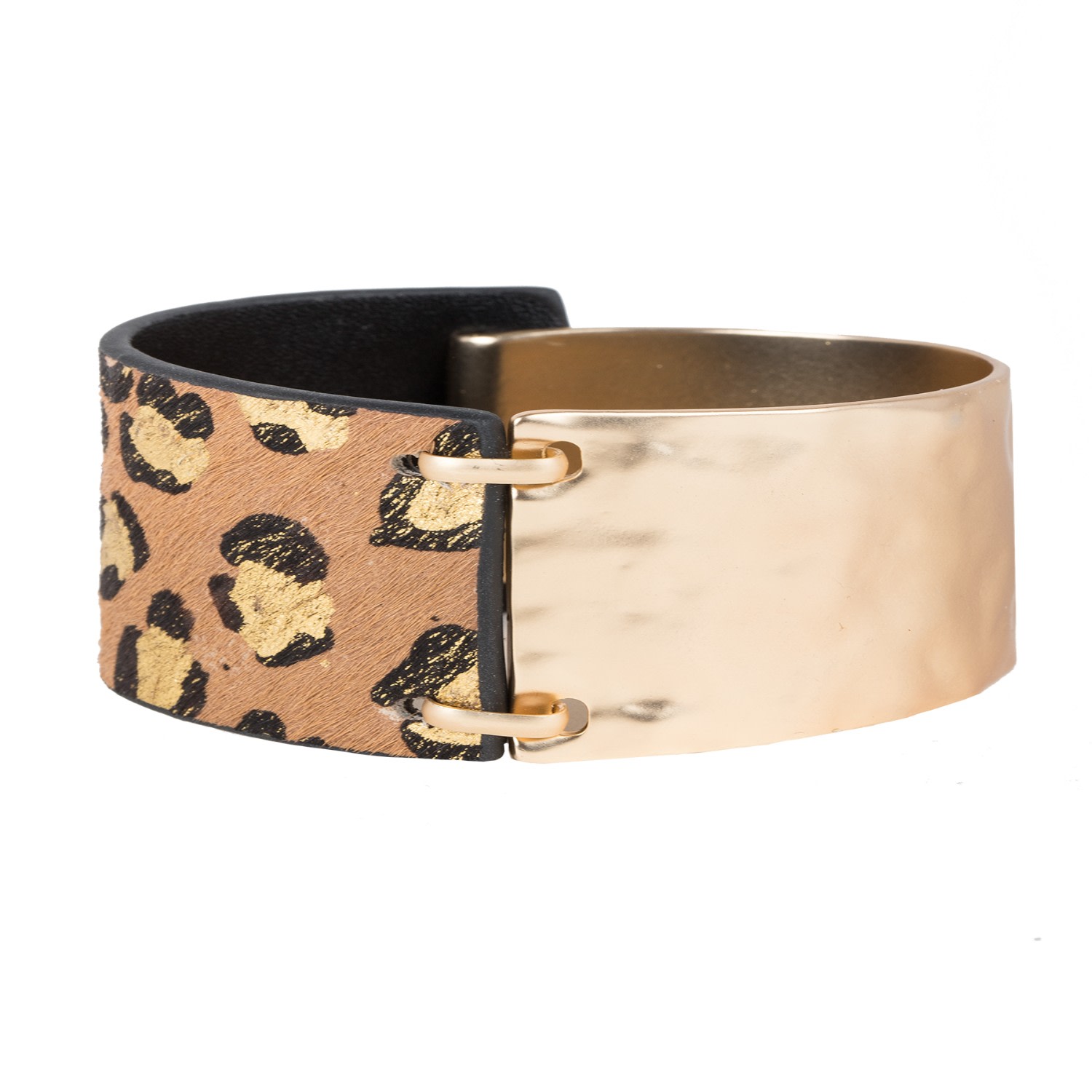 Saachi Leopard Print Genuine Calf Hair Cuff Bracelet In Brown