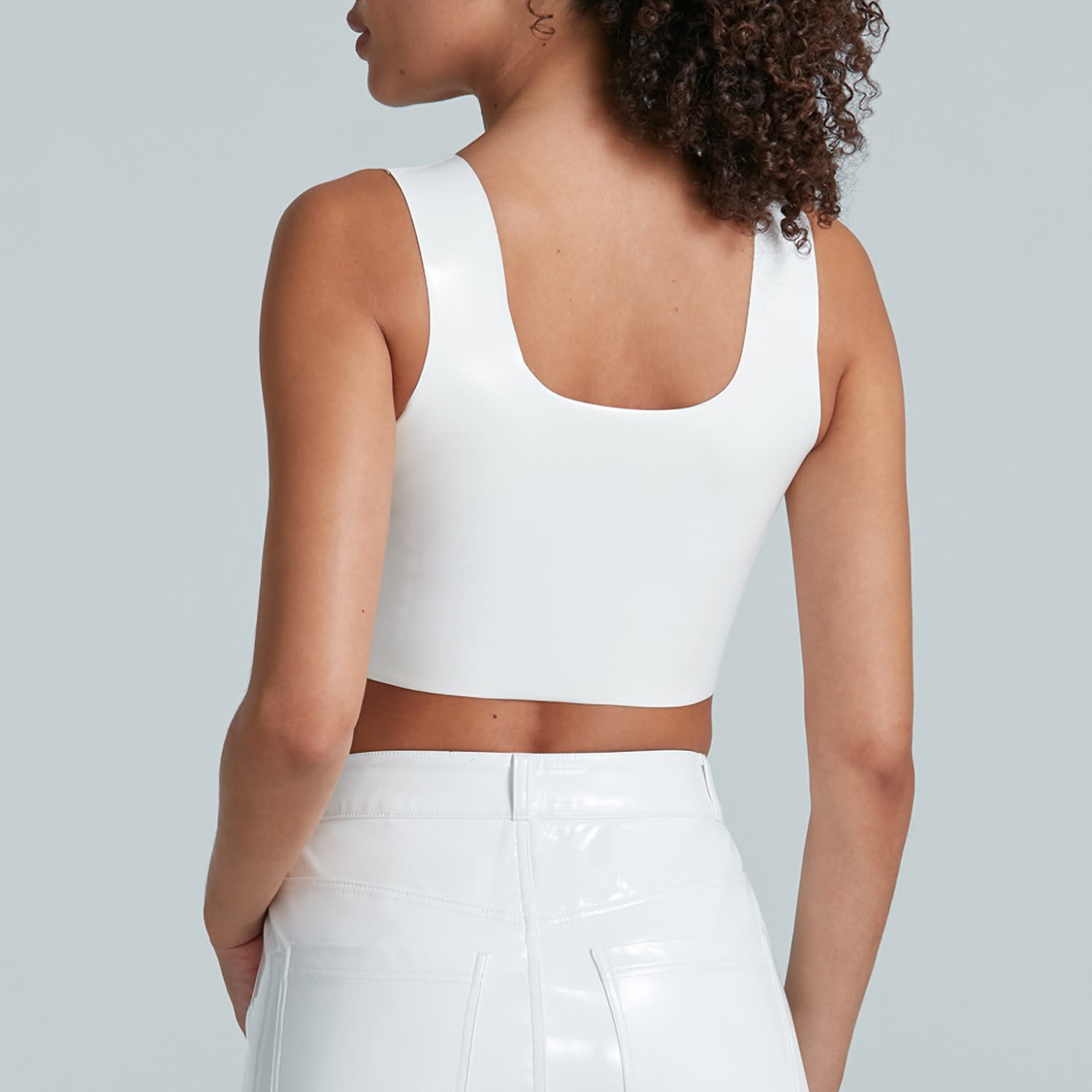 Commando Patent Leather Crop Top, White, Commando