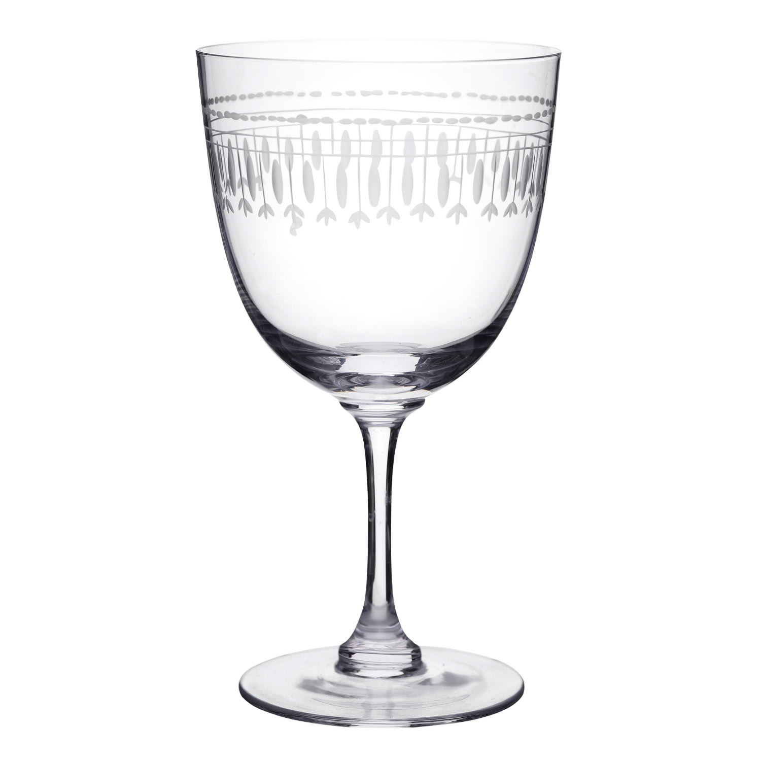 Six Hand-Engraved Crystal Wine Glasses With Ovals Design The Vintage List