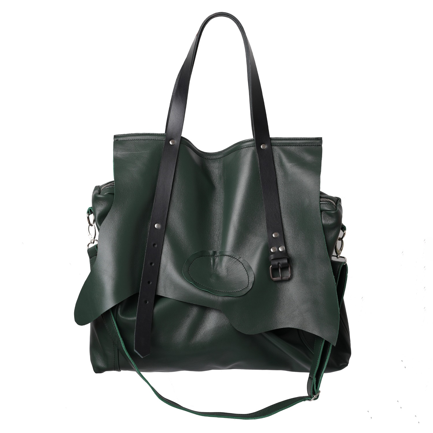 Women’s Green Leather Shoulder Bag One Size Metamorphoza