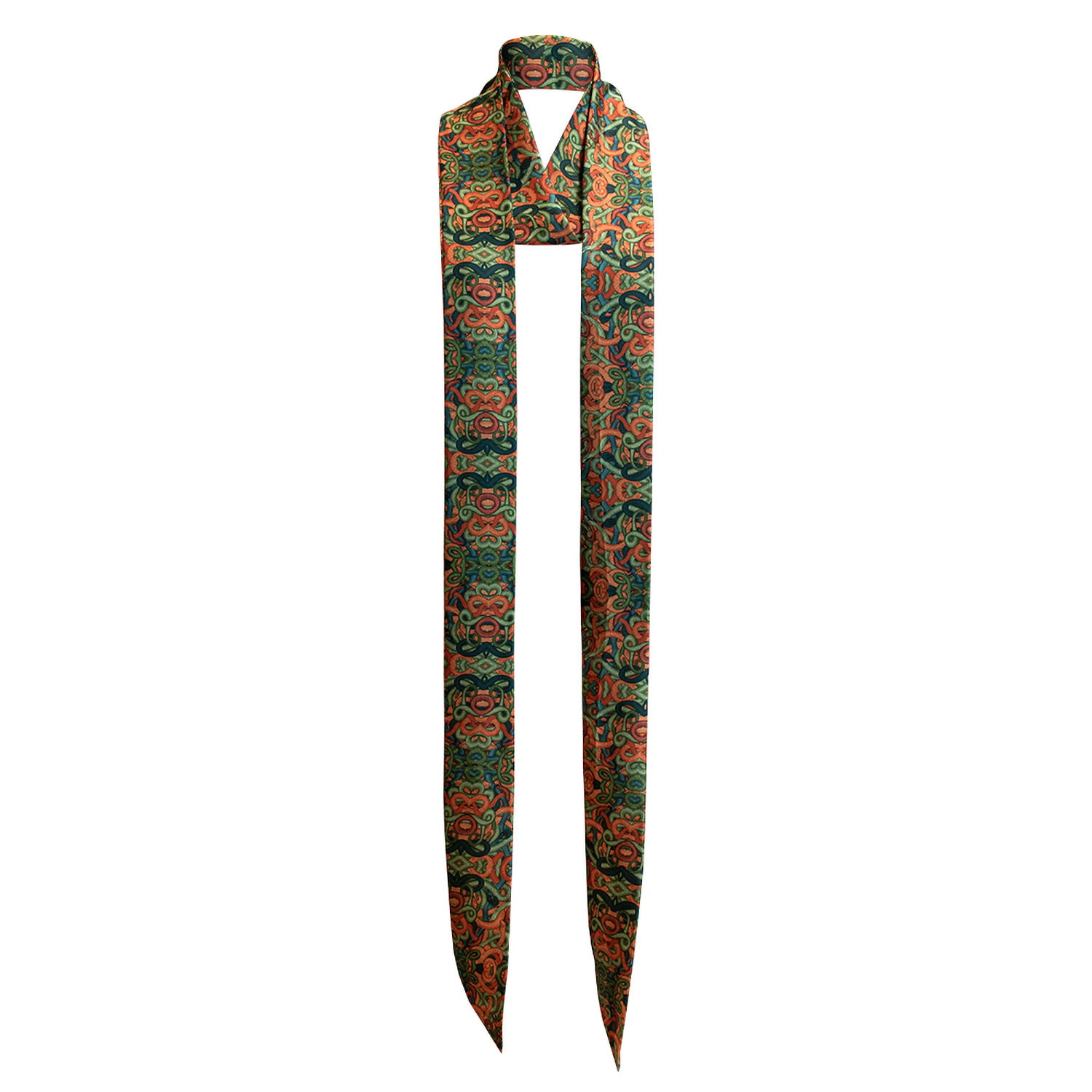 Women’s Brown / Green Snakes Print Satin Scarf One Size Janara Jones