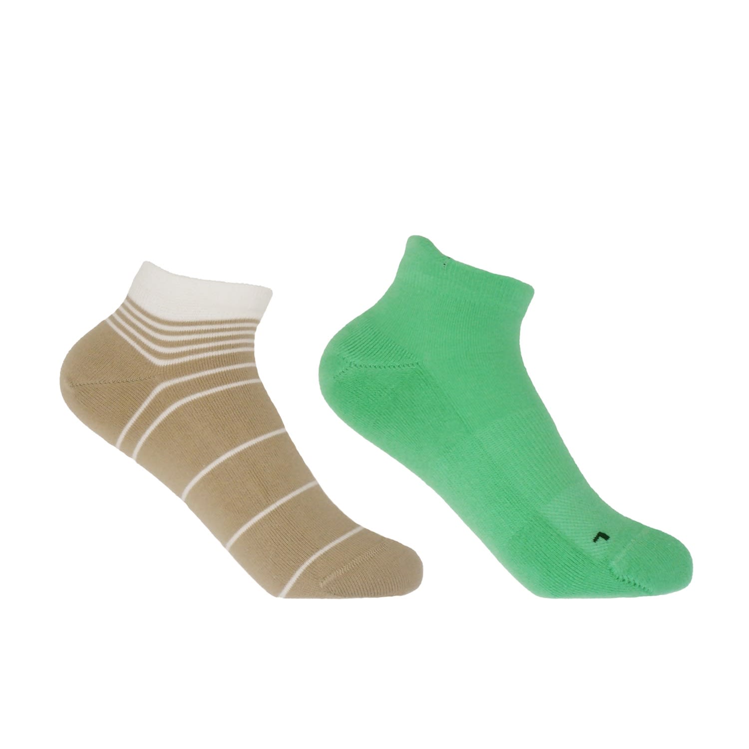 Peper Harow - Made In England Retro Stripe Beige & Organic Green Women's Trainer Socks Bundle In Multi