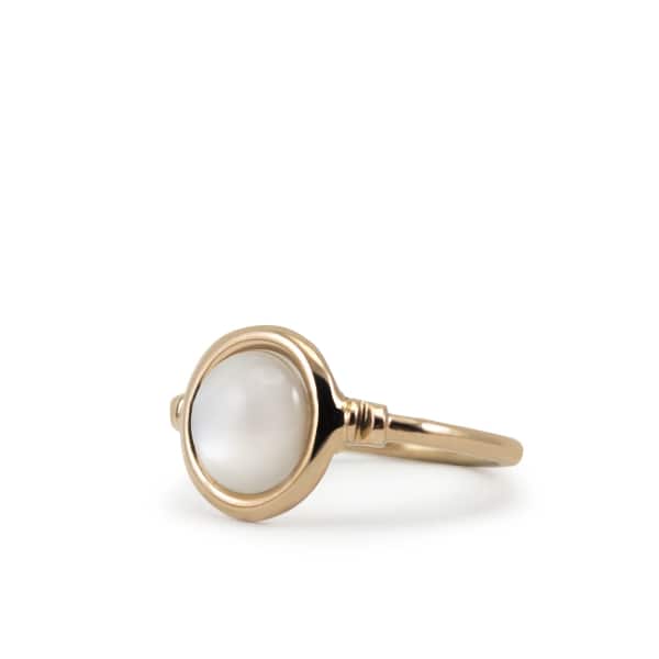 Vintouch Italy Satellite Rose Gold Vermeil Moonstone Ring In Moonstone