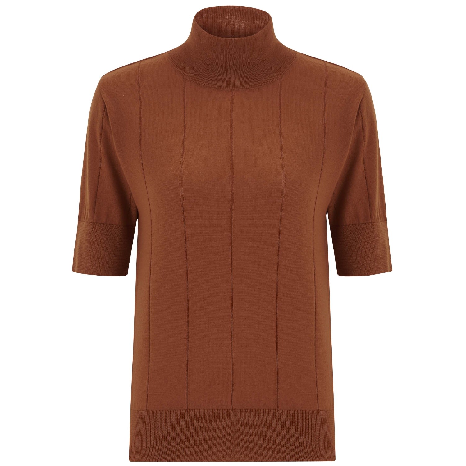Peraluna Women's Betty High Neck Short Sleeve Knitwear Fine Blouse - Brown In Brown