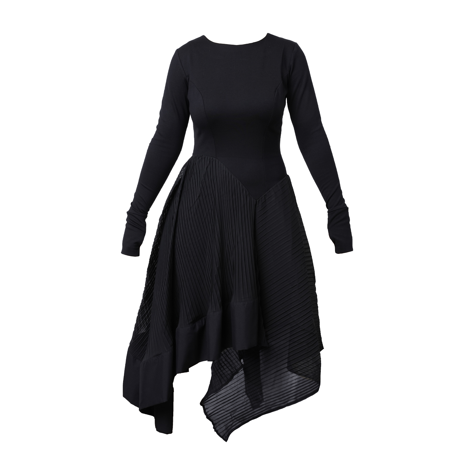 knee length dresses for ladies Long Sleeves Floor Length Chiffon Lace Mother of The Bride Dress, Black main image 0