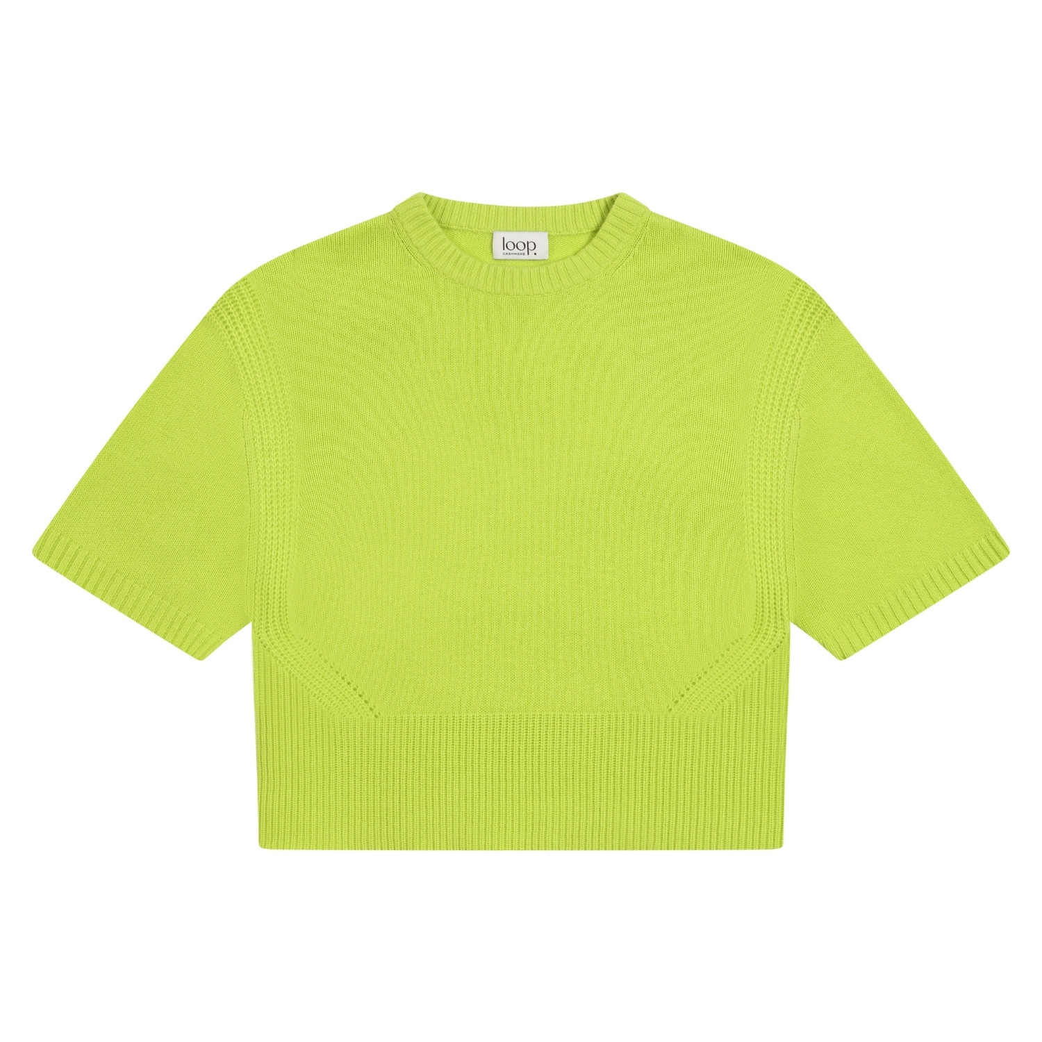 Loop Cashmere Women's Ribbed Detail Lofty Cashmere T-shirt In Citrus Green